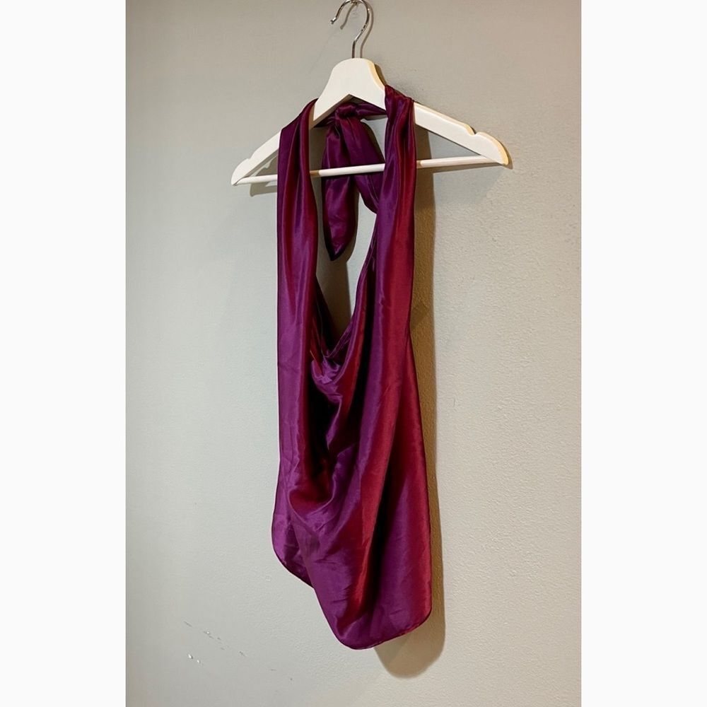 Ramy Brook Harriet 6-Way Halter Top in Mulberry. - Picture 4 of 9